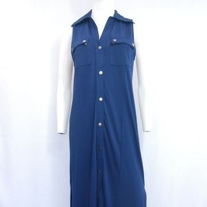 Forla Paris Maxi Button Front Bule Dress